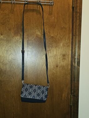 Navy Geometric Flap Crossbody Bag